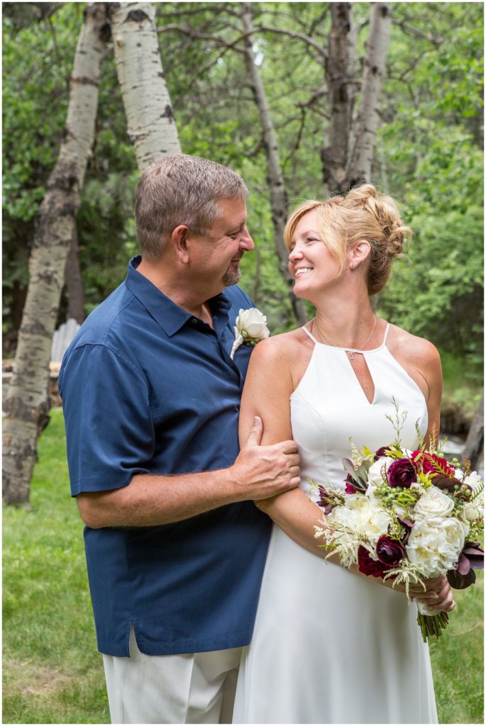 Romantic portrait of Jana and Mike during their wedding in Glenhaven, Colorado