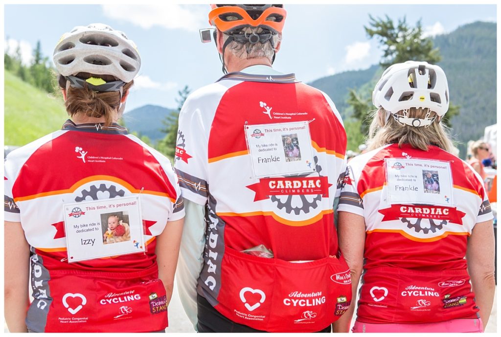 Riders show who they are riding in the event for with these cards attached to their jerseys