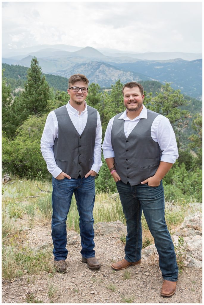 Mountain wedding in Boulder Colorado, groom with best man