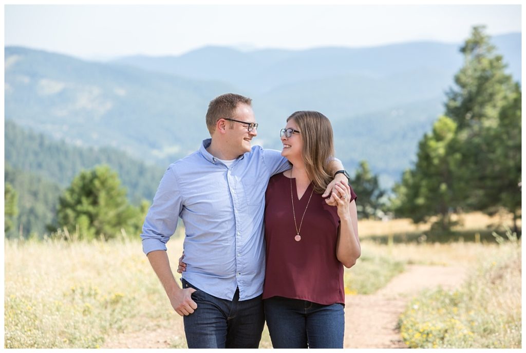 Denver Engagement photographers - Courtney and Andy at Mt Falcon Park just outside Morrison, Colorado