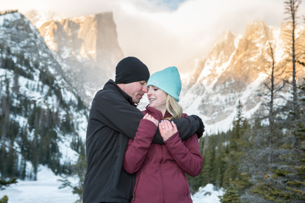Dream lake engagement Rocky Mountain National Park