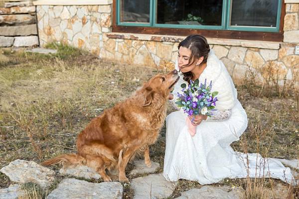 Breckenridge bride with dog