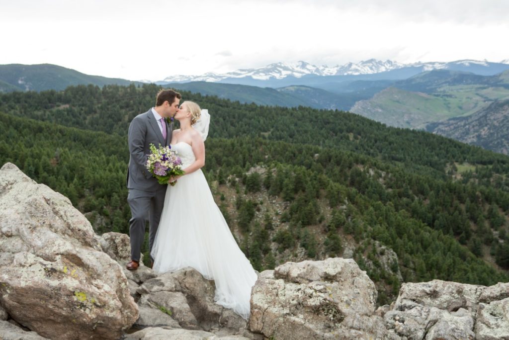 Boulder elopement photographer on the rocks at Lost Gulch Overlook