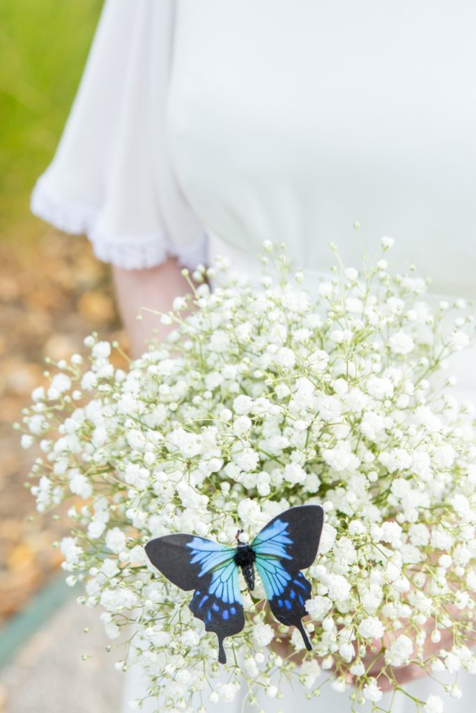 bouquet with blue butterfly
