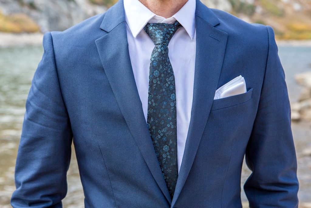 Blue groom suit detail