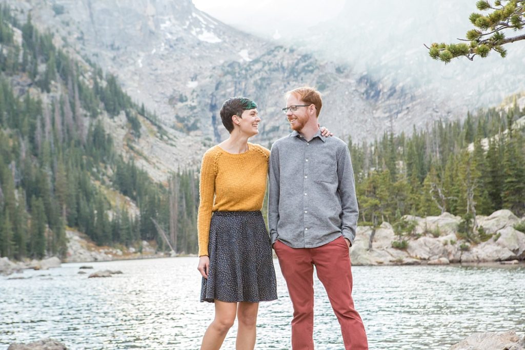 Engagement photos at Dream Lake in Rocky Mountain National Park