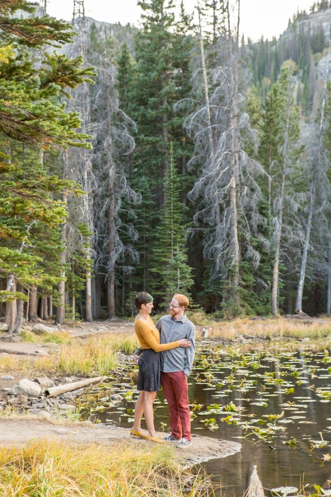Nymph Lake engagement in Rocky Mountain National Park