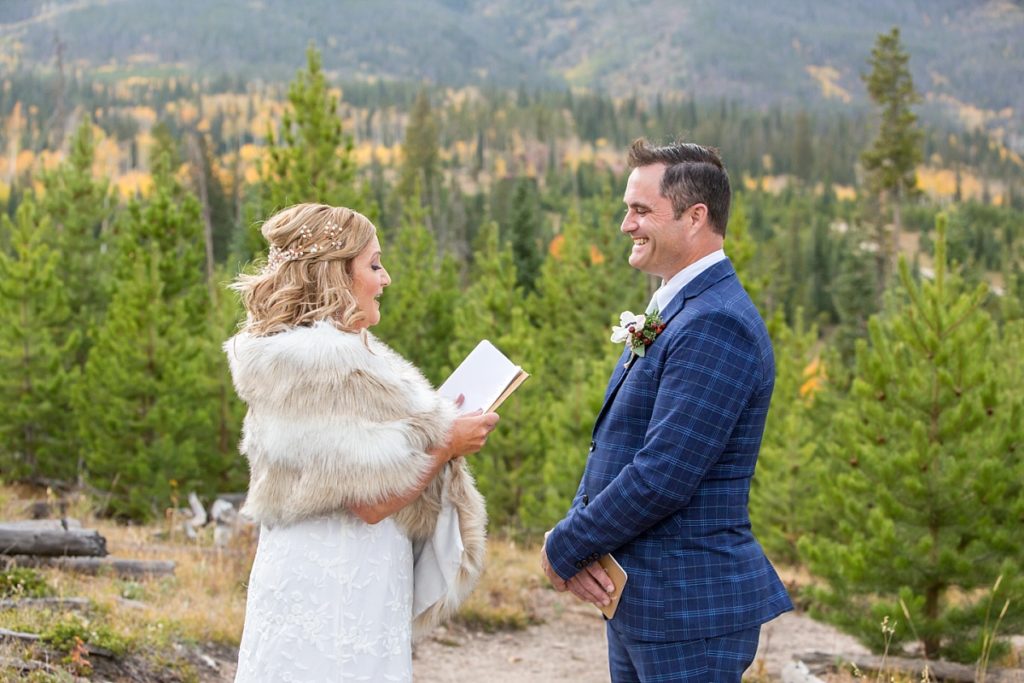 Kelli and Jason marrying themselves according to Colorado elopement laws