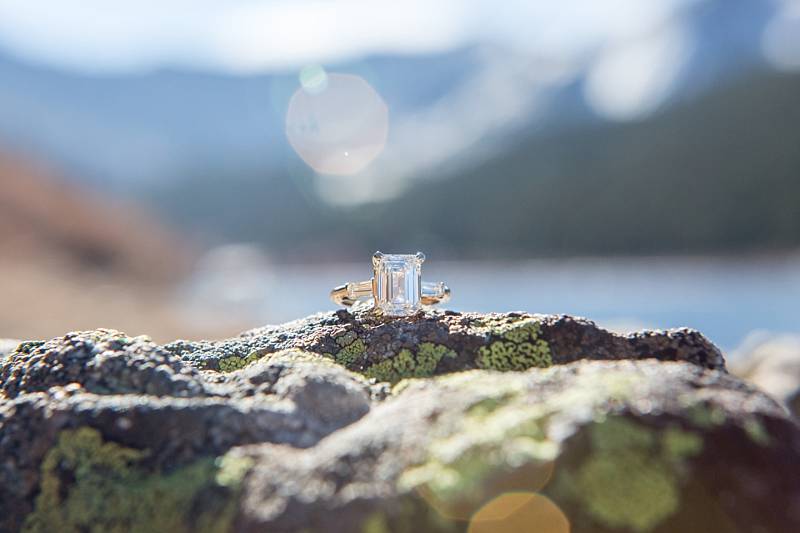 engagement ring in the mountains