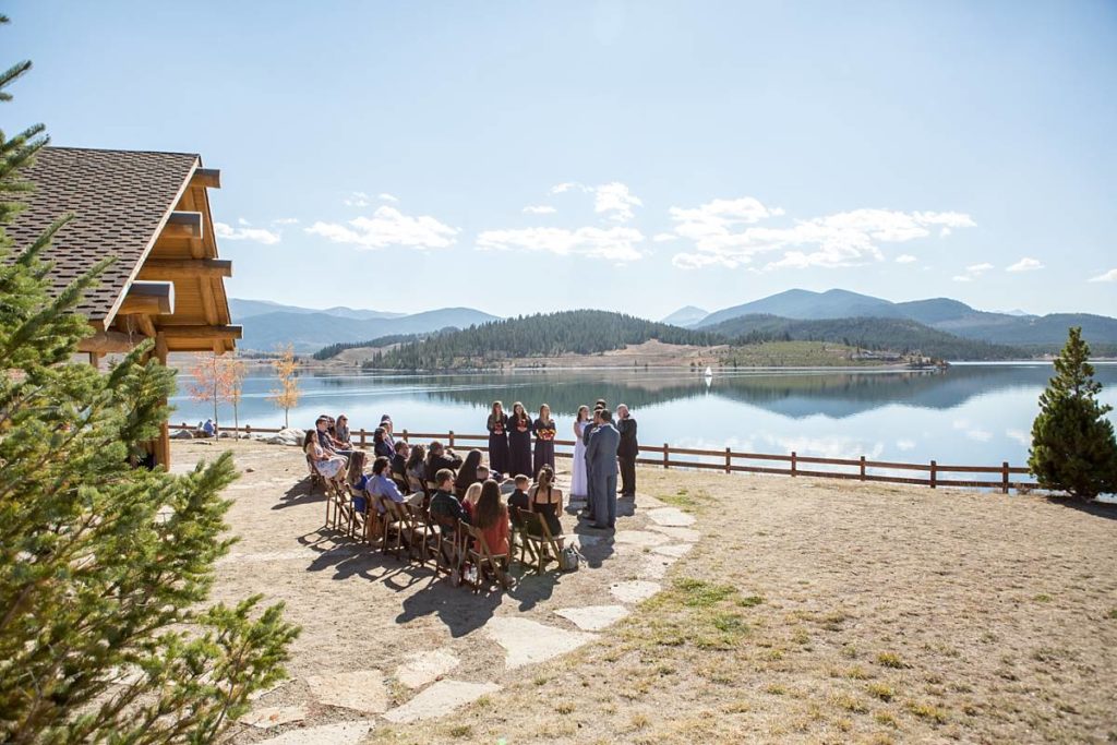 Ceremony out in front of the Marina Park Pavilion at Lake Dillon