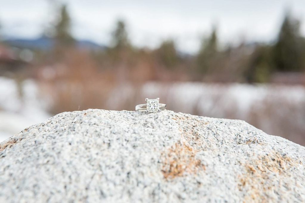 engagement ring in the snow