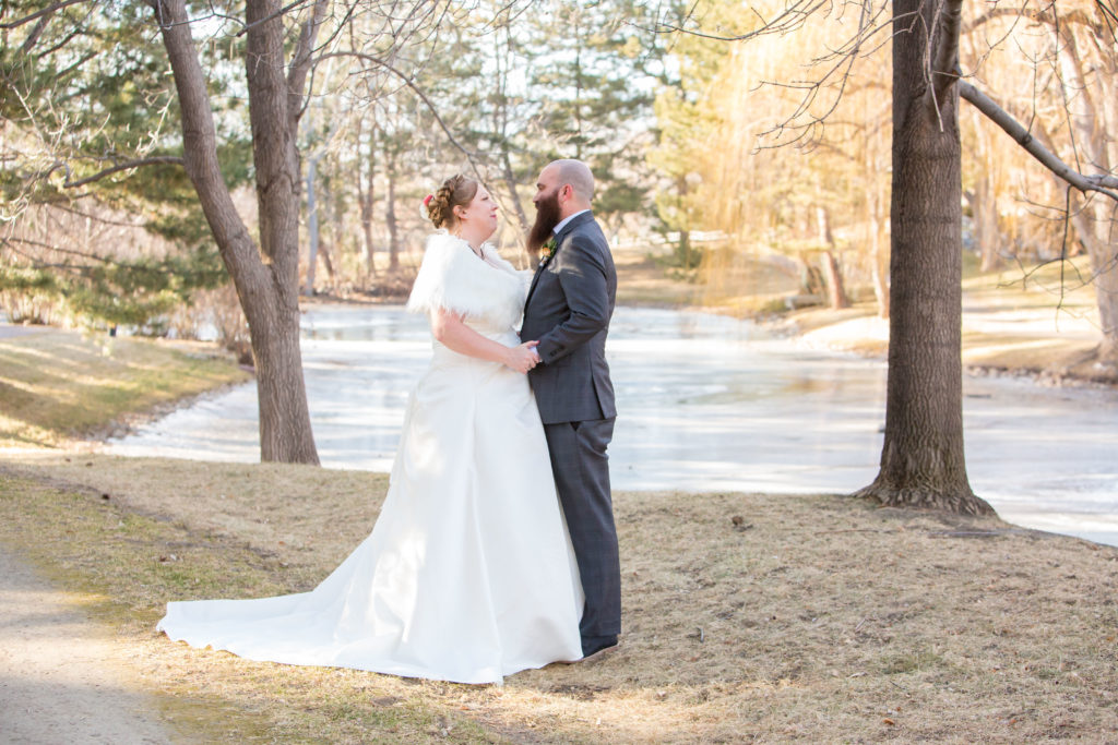 Romantic portrait of bride and groom during a Boulder Country Club wedding