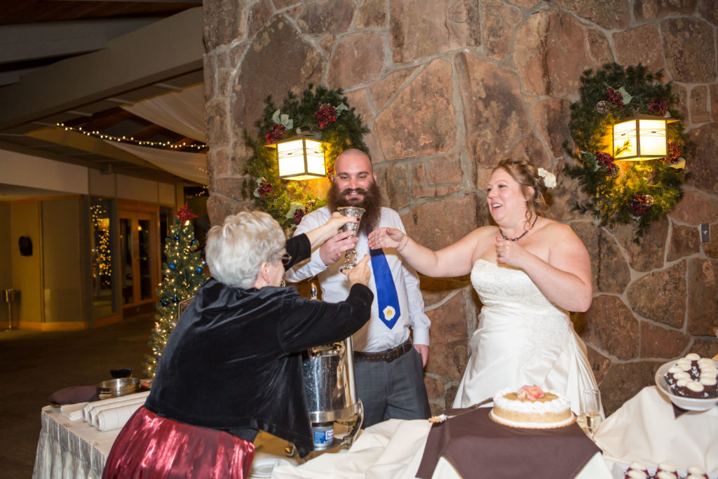 Reception fun during Boulder Country Club wedding