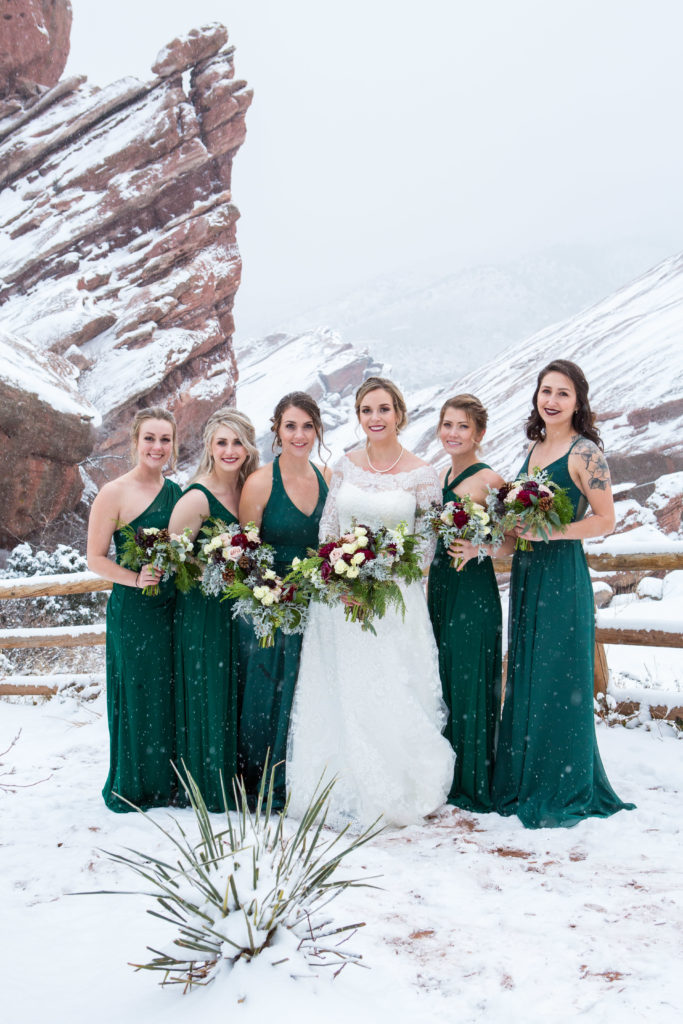 bridesmaids in the snow - - Nichole Emerson Photography