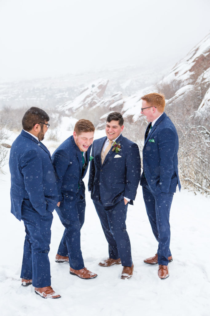 groomsmen in the snow -- Nichole Emerson Photography