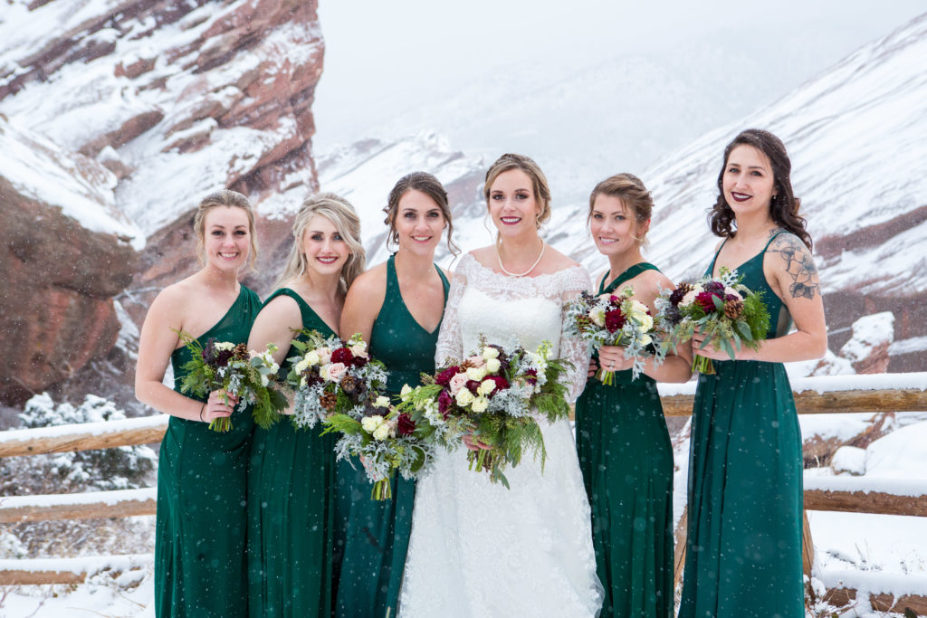 portraits of the bridesmaids in the snow - - Nichole Emerson Photography