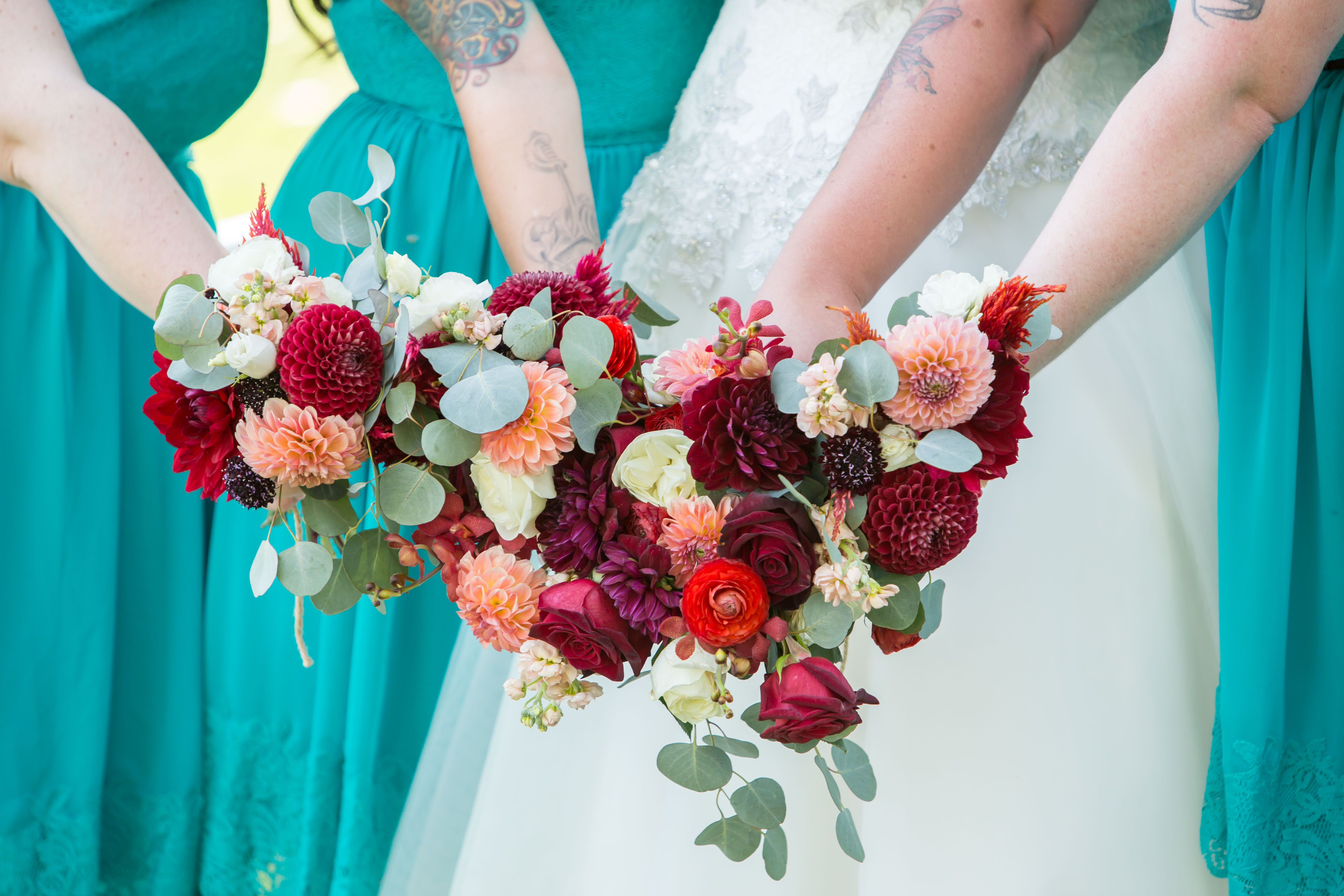 floral arrangement for rustic mountain wedding