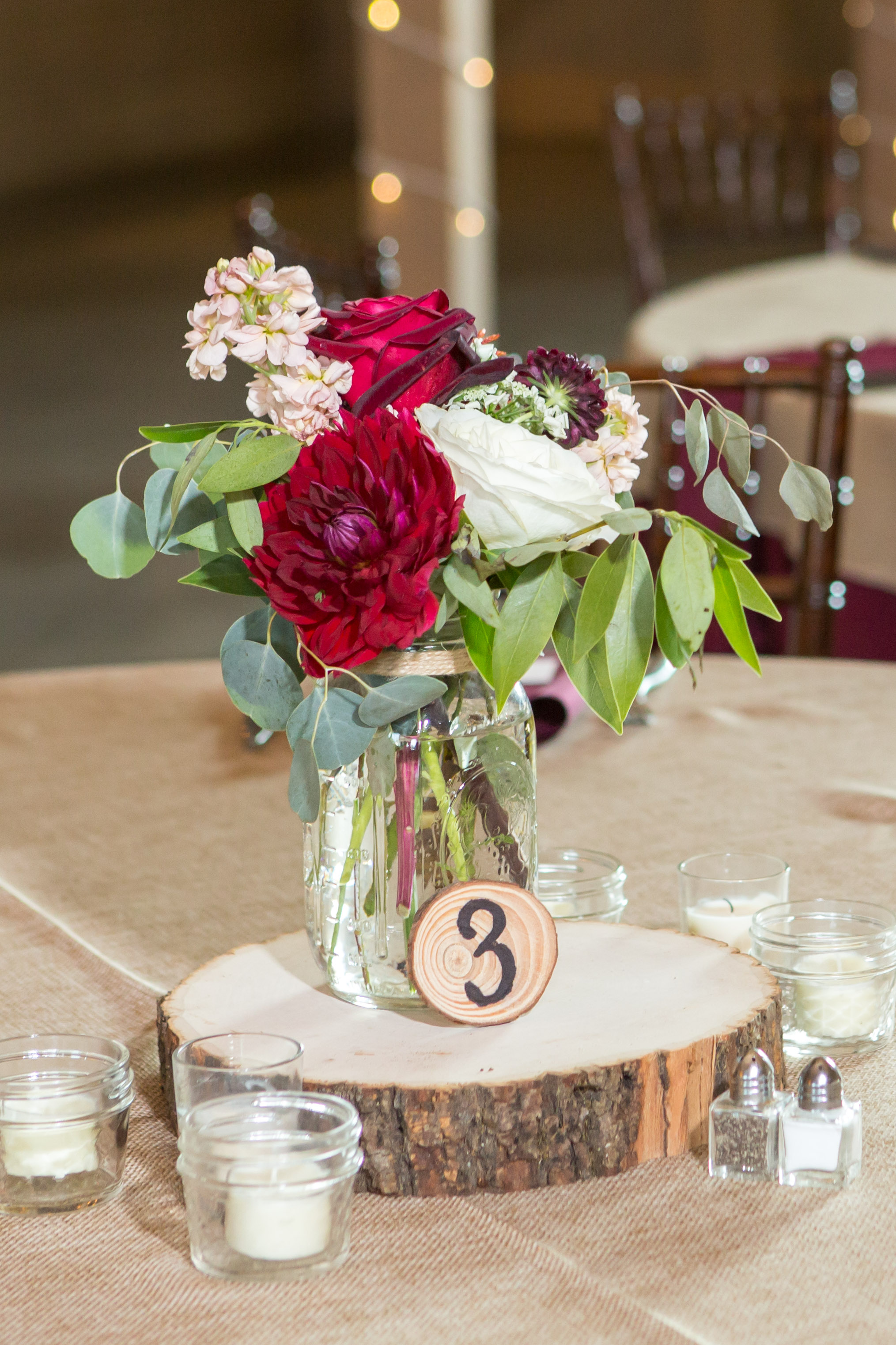 table centerpiece at a Colorado mountain wedding