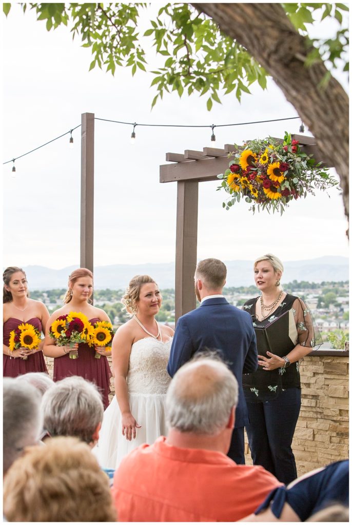 wedding ceremony with mountain views