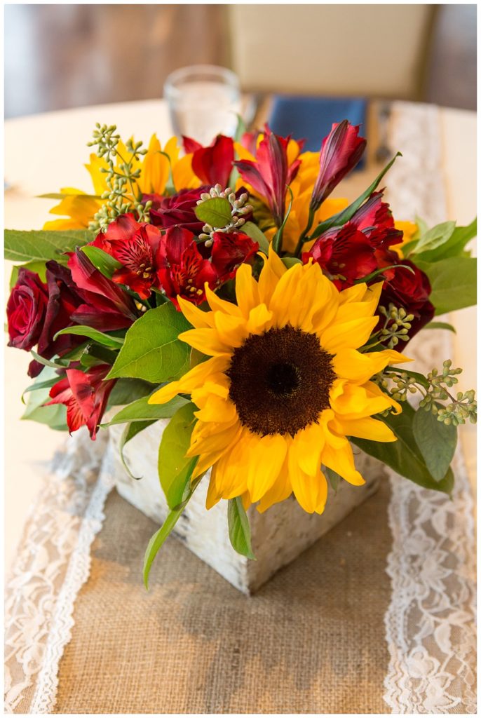 Floral arrangement at Colorado wedding reception