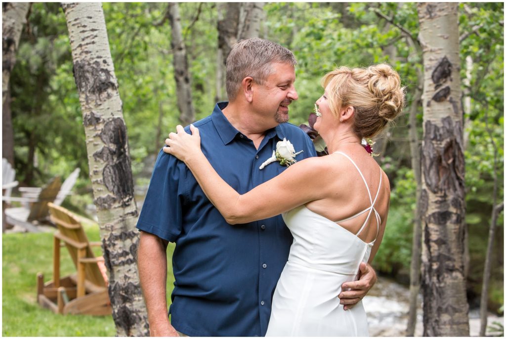 Couple portrait with Jana and Mike during their wedding in Glenhaven, Colorado