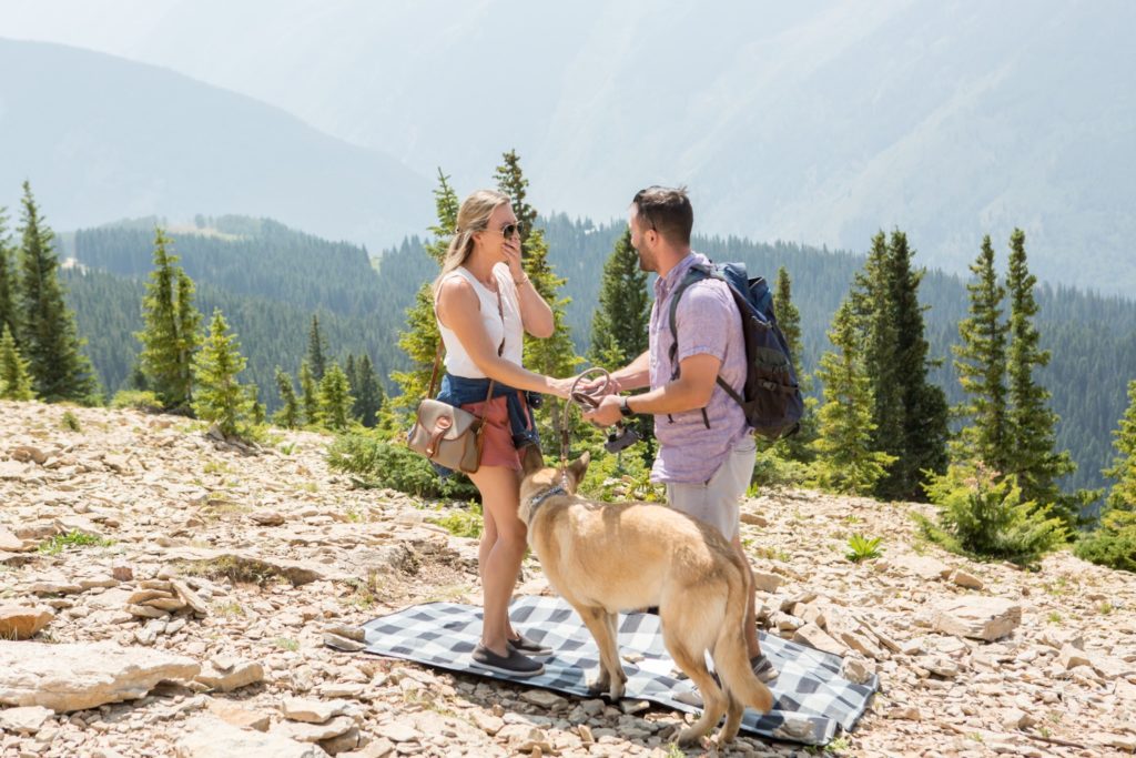 Surprise proposal photographer with Harris and Ashley in Colorado