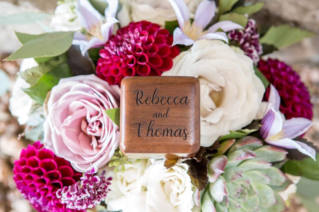 Colorado wedding flowers and ring box