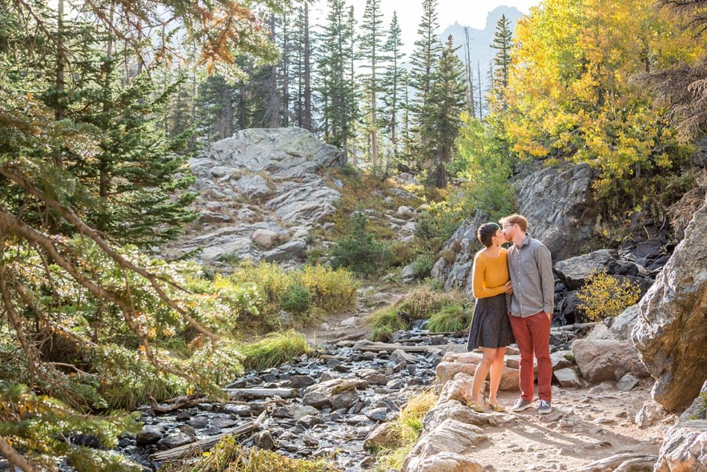 Rocky Mountain National Park engagement photos at Dream Lake