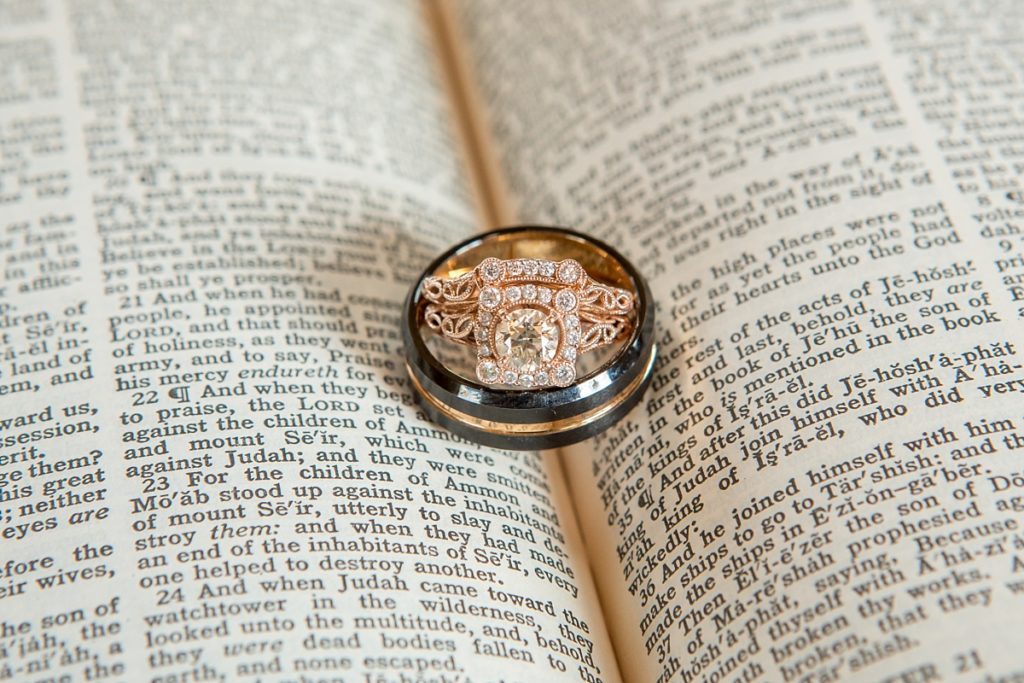 wedding ring detail with bible