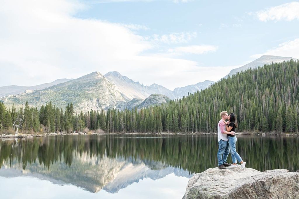 engagement photos at Bear Lake in Rocky Mountain National Park