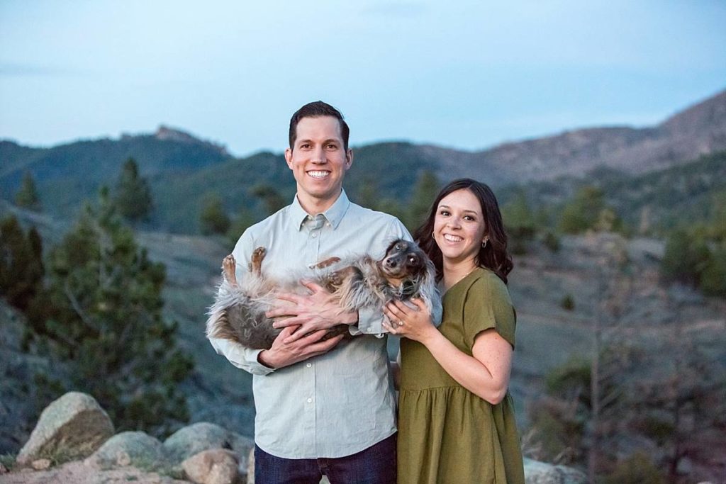 Stephanie and Will with their pup during their portrait session