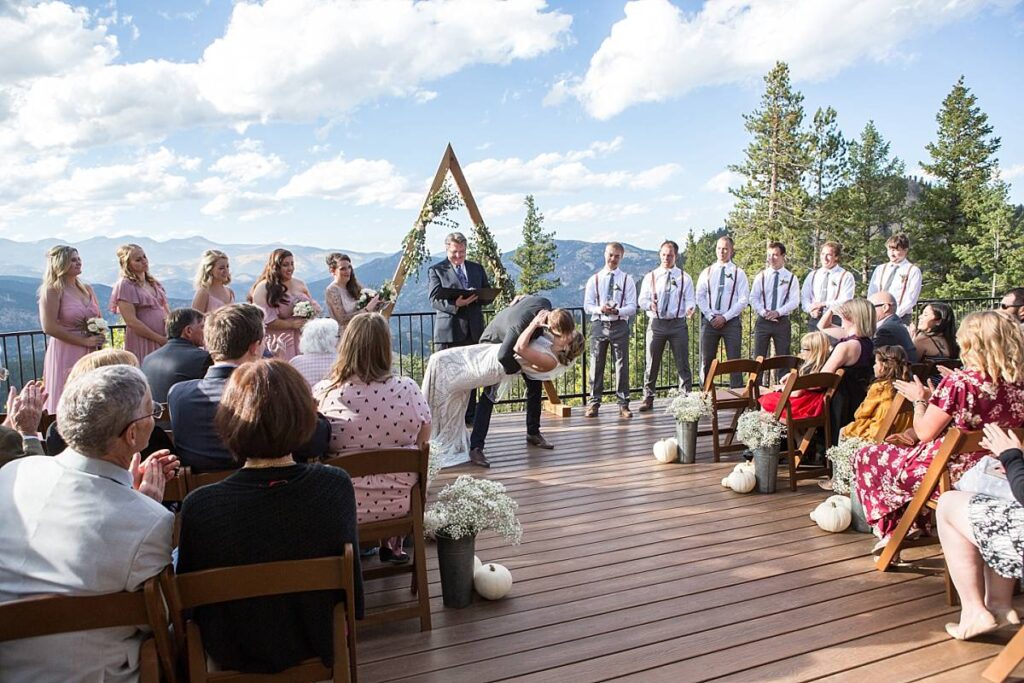 Wedding Ceremony Kiss in Idaho Springs