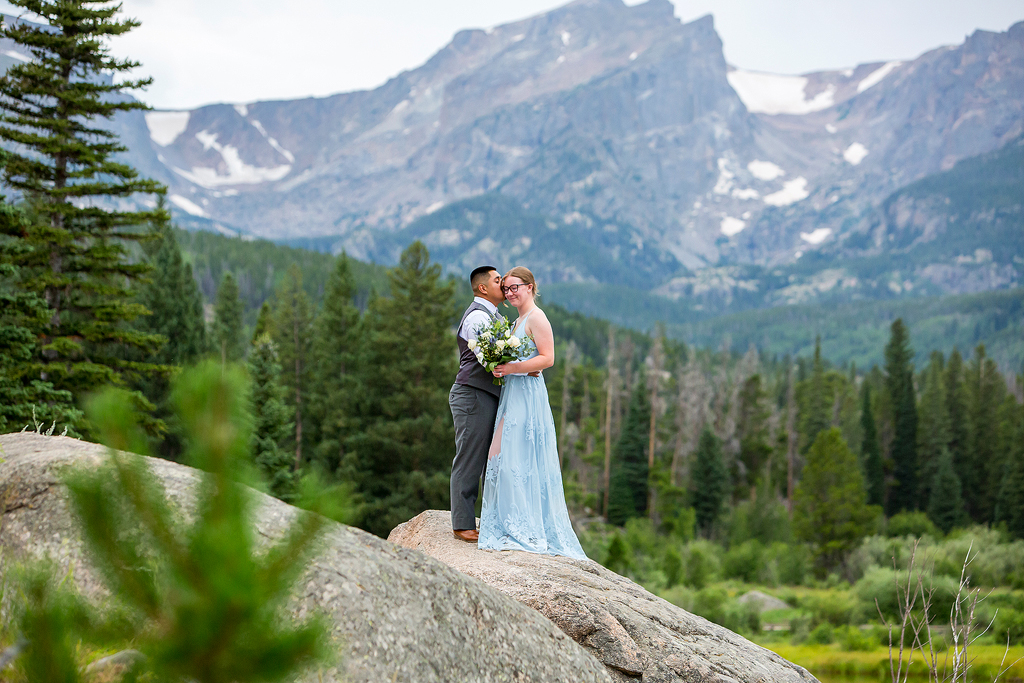 Luis and Nicole at Sprague Lake, a Colorado mountain wedding location