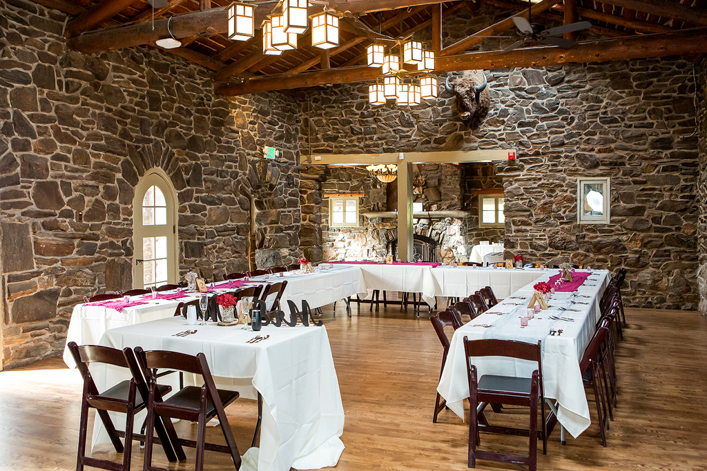 Reception room at Chief Hosa Lodge in Colorado.