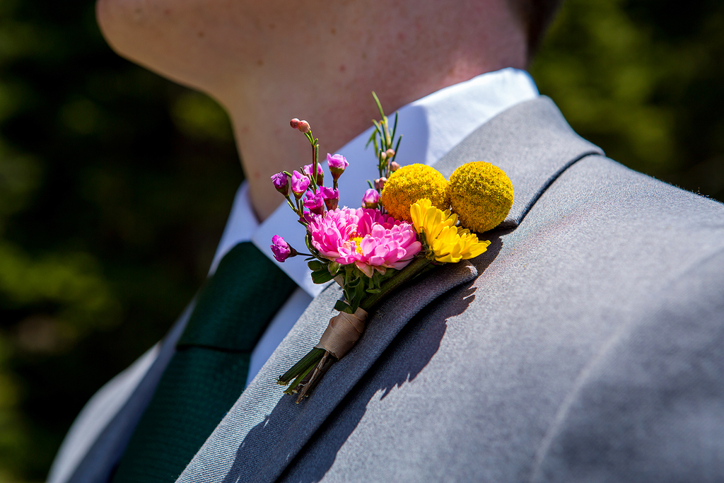 Close up of boutonniere