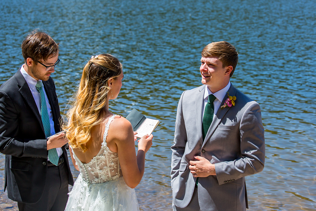 Madi says vows during the elopement ceremony.