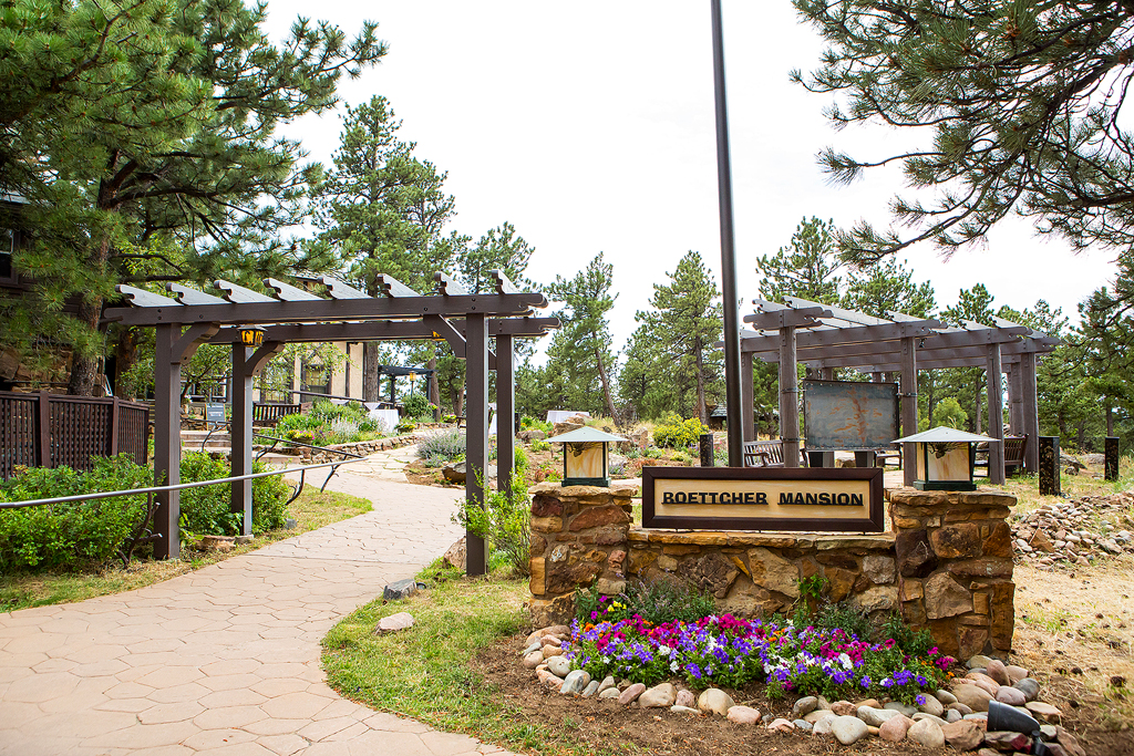 Outdoor wide view of the Boettcher Mansion property in Golden, Colorado.