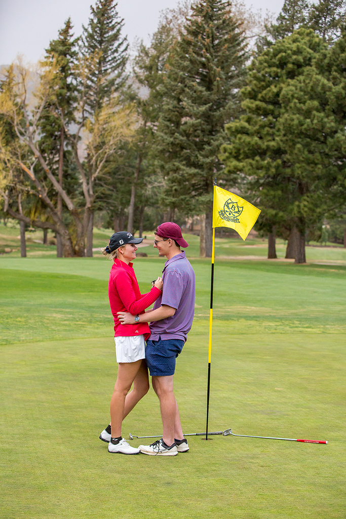Matt and Morgan at the Broadmoor Golf Club moments after their Colorado Springs proposal.