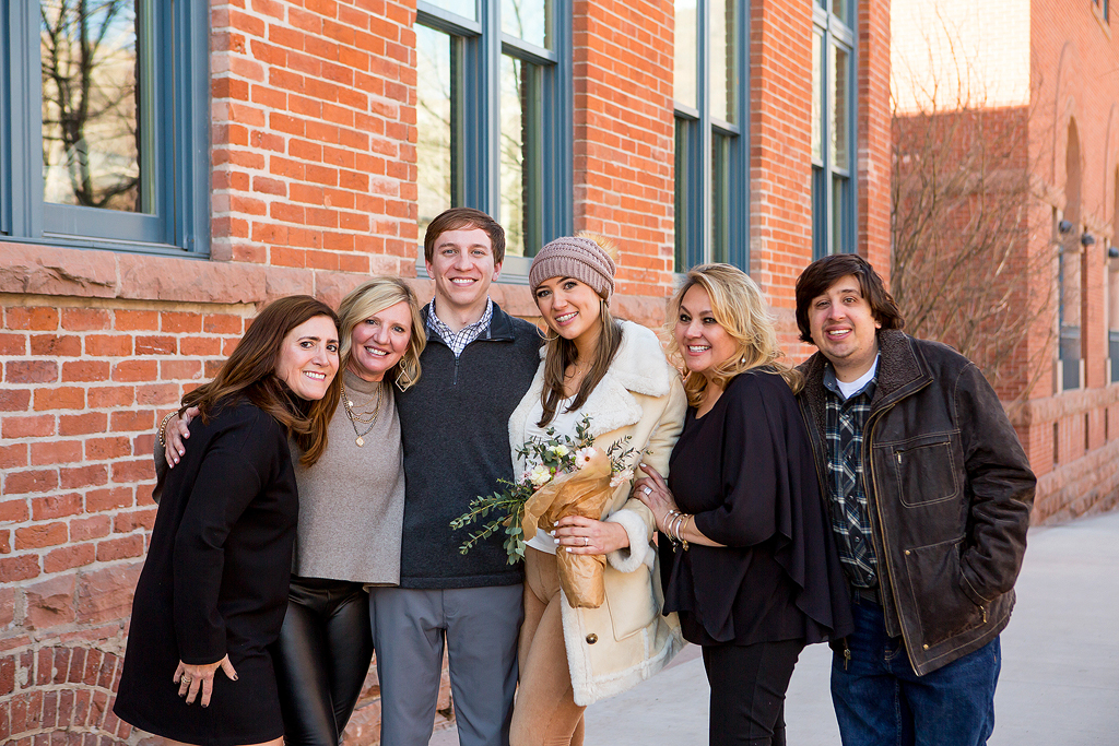 Weston and Kate with family members outside of the Hotel Jerome in downtown Aspen.
