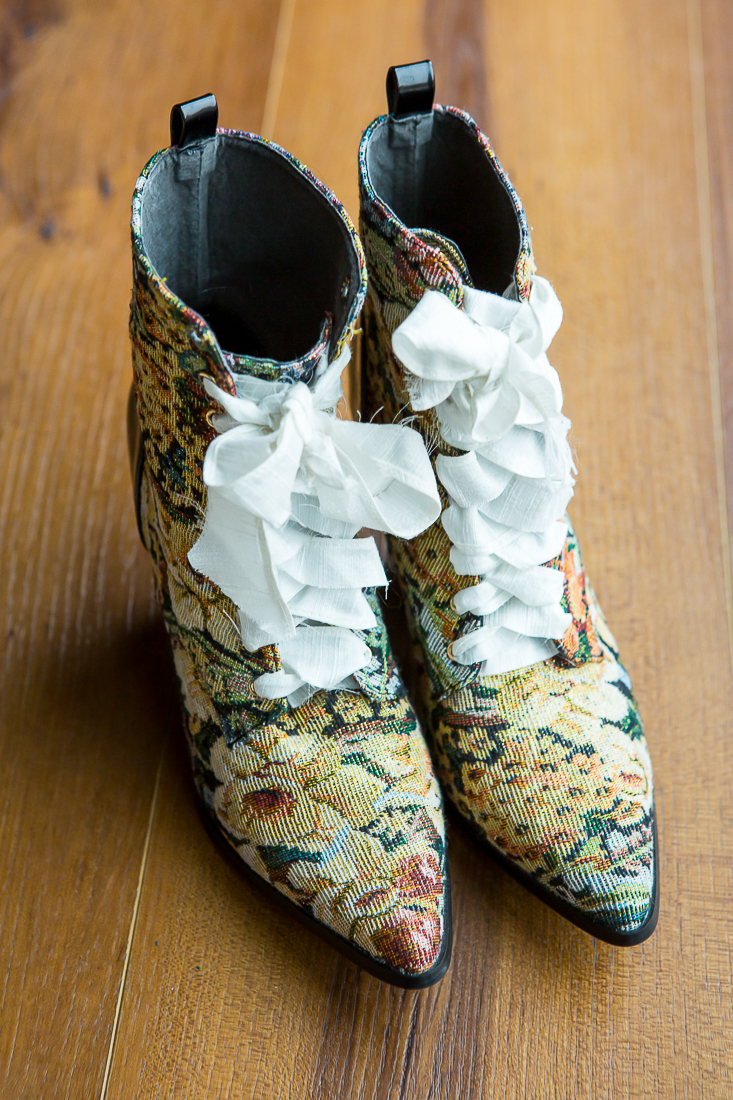 Close up of bride's vintage boots.