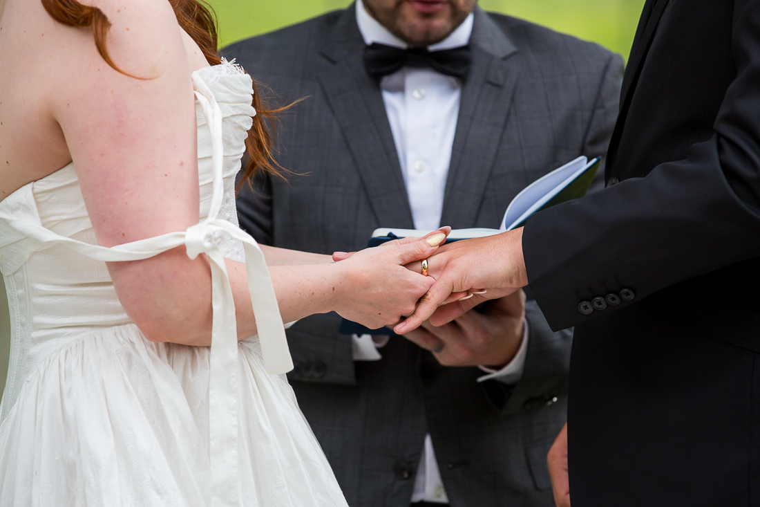 Close up of ring exchange during this Gunnison, Colorado elopement.