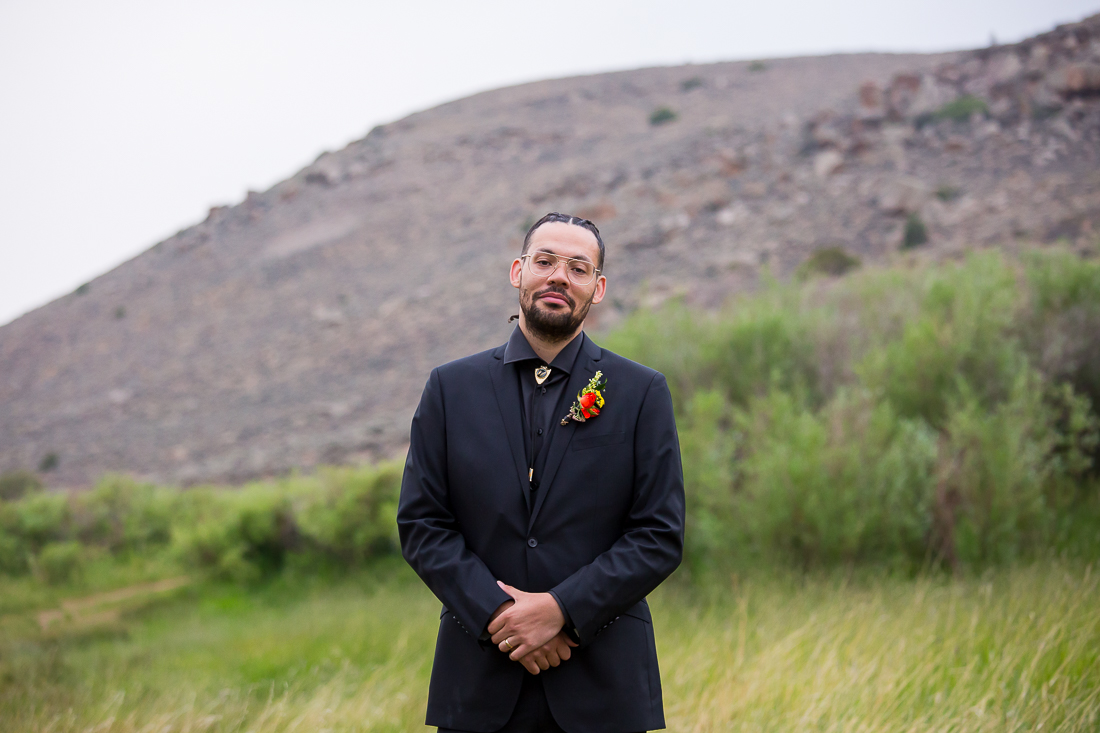 Portrait of Groom during Colorado elopement in Gunnison.